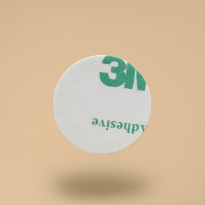 Back of RFID filament tag showing adhesive backing